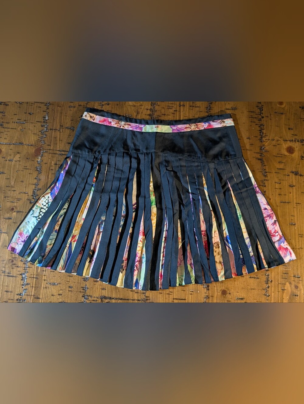 Roberto Cavalli sz.42 (6/M) Multicolor Floral Printed Silk Pleated Mini Skirt